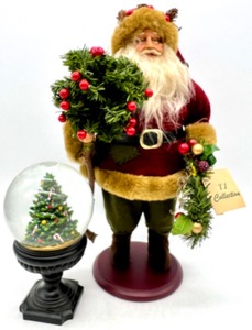 lot 172 image: TJ COLLECTION Santa Figure No 908007 & Christmas Tree Snow Globe