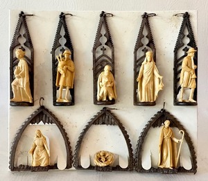 lot 213 image: Vintage Mid Century ITALIAN Plastic Nativity Ornament Set of 8
