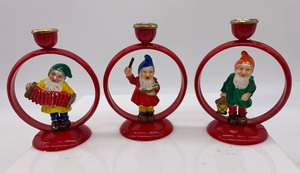 lot 298 image: Set of 3 GERMAN  Candleholder Gnomes
