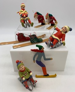 lot 305 image: Winter Sports CHRISTMAS Ornaments - Skiing and Sledding