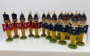 lot 322 image: Set of 16 Vintage Mini SOLDIER NUTCRACKER Ornaments