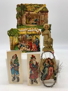 lot 188 image: Vintage Ephemera - GERMAN Christmas Standing Pop Up 3D Cards and Paper Ornaments