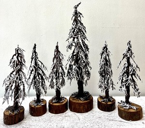 lot 270 image: Faux Gnarly Pine Christmas Village Trees - QTY 6