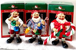 lot 373 image: Set of 3 KURT S ADLER Santas Helper Elf 3A NIB Ornaments NIB