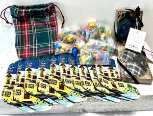 lot 381 image: RALPH LAUREN Ornaments NIB - QTY 2 with Mini Needlepoint Stockings - QTY 12 & Bags of Holiday Light Ornaments - QTY 11