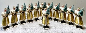 lot 382 image: Resin Gold Christmas Santa with Tree Ornaments - QTY 12