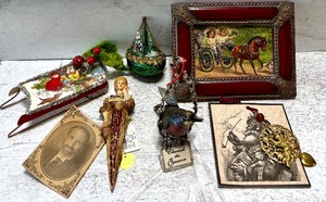 lot 385 image: Vintage KURT S. ADLER, LOUIS NICHOLE Angel Ornament, Framed Vintage Card and More - QTY 6