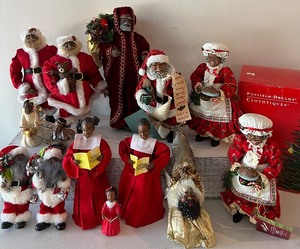 lot 419 image: Black Americana Santas and Mrs. Klaus Figurines including CLOTHTIQUE