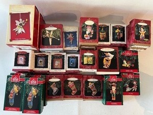 lot 418 image: HALLMARK Ornaments including Fairies, Elves, Stockings, Crayon and Mini Books