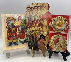 lot 328 image: Vintage VICTORIAN Christmas Die Cuts & Vintage Paper Ornaments