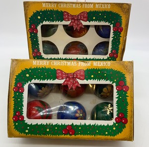 lot 333 image: Vintage MEXICAN Paper Mache Ornaments - 2 Boxes of 6 