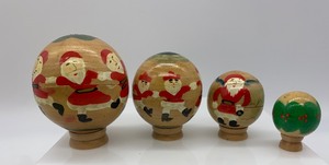 lot 25 image: Vintage RUSSIAN Matryoshka Style Nesting Hand Painted Santas