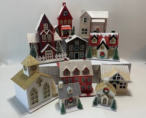 lot 351 image: Assorted Lighted Paper Houses