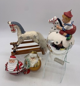 lot 431 image: Vintage DEPT 56 Ornaments with Horse Glider Toy