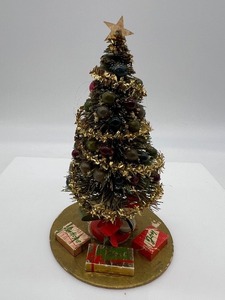 lot 445 image: Vintage Antique Bottle Brush Tree with Decorations