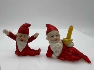 lot 512 image: Antique Vintage German Ceramic Gnome Elves including a Candle Holder