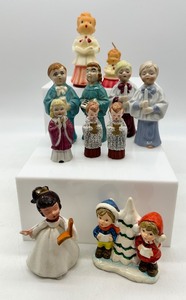 lot 530 image: Assorted VINTAGE Carolers and Choir Figurines including GURLEY and JAPAN