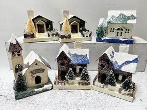 lot 537 image: Paper Christmas Houses - QTY 6