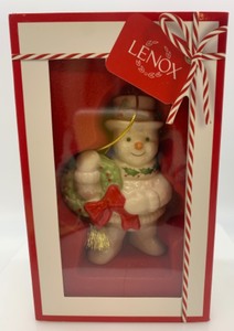 lot 567 image: LENOX China Happy Holly Days Snowman Ornament NIB