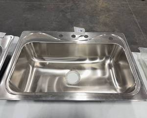 lot 60 image: Sterling 4-Hole Stainless Steel Single Basin Sink