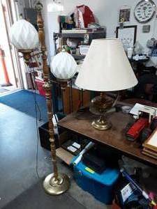 2-Lamps 1-Floor Lamp With 2-Globes 65, 1-Table Lamp With Shade 26
