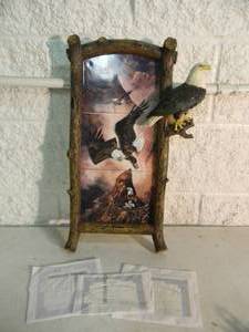 lot 7 image: 2003 The Bradford Exchange Limited Edition Aerial Grace Mighty Protector Summit Sentinel By Ted Blaylock, WALL HANGING Eagle Display WITH COAs - FANTASTIC PIECE - APPROX 13 WIDE 21 TALL - SEE PICTURES