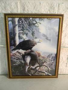 lot 14 image: VINTAGE FRAMED EAGLE PRINT, NICELY FRAMED - VERY COOL PIECE - APPROX 26 WIDE 32 HIGH - SEE PICTURES