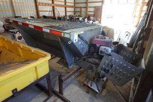 lot 1C image: Hiniker Conveyer Drive Stainless Steel Sand and Salt Spreader with Gas Motor