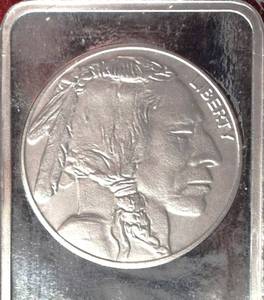 lot 388 image: Lot of (1) Ten oz. Silver Bar American IndianBuffalo Design  .999 Fine