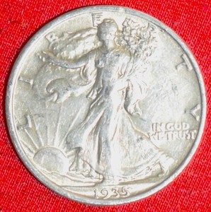 lot 417 image: Lot of (3) Liberty Walking Half Dollar 1935 D Coloration1935P1935P VG10-VF25 90% Silver