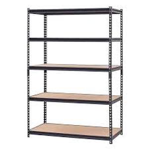 Lot of Muscle Rack 5-Tier Heavy Duty Steel Garage Storage Shelving Unit in Black (48 in. W x 72 in. H x 24 in. D)   Customer Returns See Pictures