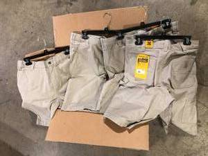 Lot of Carhartt Mens 36 Tan CottonSpandex Rugged Flex Rigby Work Short Customer Returns See Pictures