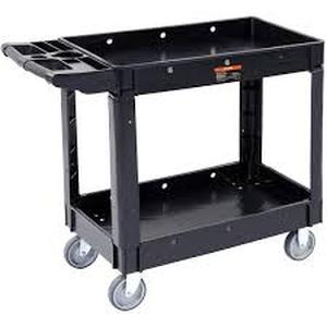 VEVOR 2-Shelf Utility Service Cart 550 lbs. Plastic Rolling Utility Cart with 360° Swivel Wheels and Ergonomic Storage Handle Customer Returns See Pictures
