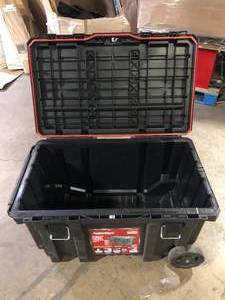 Husky 23 in. 50 Gal. Black Rolling Toolbox with Keyed Lock and Portable Hand Tool Tray Customer Returns See Pictures