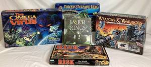lot 12 image: Fantasy and Strategy Game Bundle - Lord of the Rings, Tower of the Wizard King, The Omega Virus, Risk, Weapons and Warriors