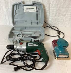 lot 49 image: Masterforce 12 Hammer Drill 2 Speed and Makita Finishing Sander B04550
