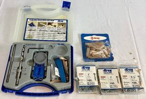lot 46 image: Kreg Jig Model R3, Kreg Pocket Hole Plugs and Pocket Hole Screws