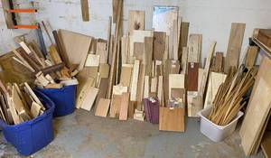lot 87 image: Larger Lot of Lumber - Woodpile from the Workshop, assorted hardwoods, some pine