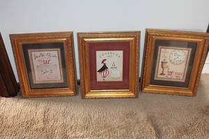 lot 45 image: Set of 3 Framed Parisian Art Prints