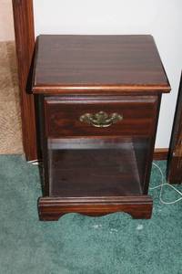 lot 50 image: Vintage Wooden Nightstand with Brass Handle