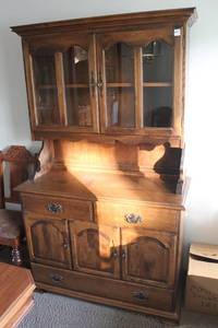 lot 54 image: Vintage Wooden Hutch with Glass Display
