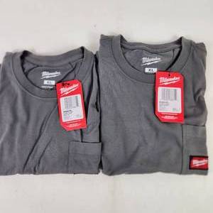 Lot Of Two New Gray Short Sleeve T-Shirts Front Pocket Size XL
