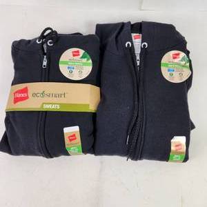 Lot Of Two New Hanes Mens Full Zip Sweatshirts Black