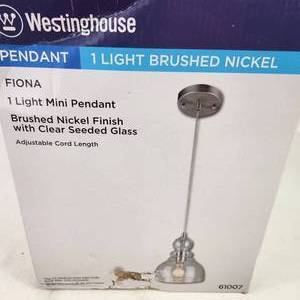 New Westinghouse Mini Pendant Clear Seeded Glass Adjustable Cord Length