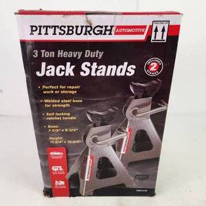 New Pittsburgh 3 Ton Heavy Duty Jack Stands Welded Steel Base For Strength Self Locking