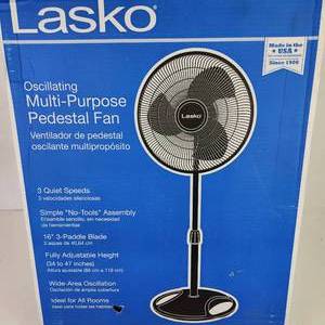 Lasko Oscillating Multi-Purpose Pedestal Fan 3 Quiet Speeds 16 3 Paddle Blade