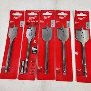 Lot Of Five New Milwaukee Flat Boring Bits Multiple Sizes