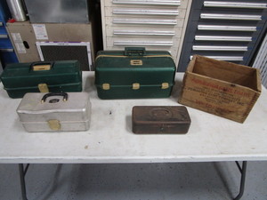 Vintage Ammo Box & Tackle Boxes