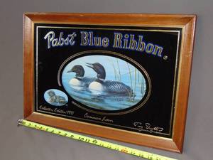 lot 45 image: Pabst Blue Ribbon Beer MirrorSign 1991 Loon