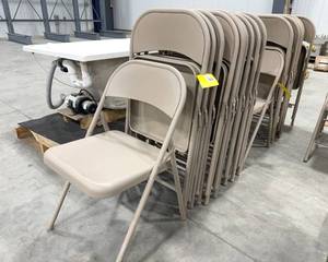 lot 428 image: Set of 12 Commercial Folding Chairs - Tan Color